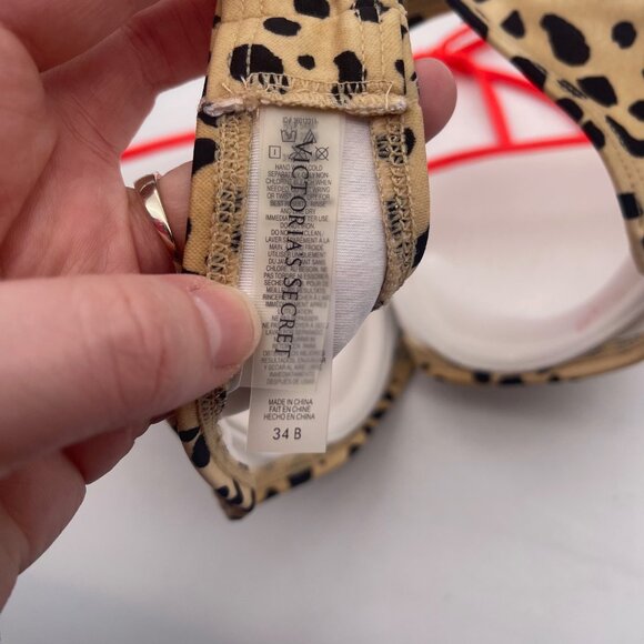 Y2K Victorias Secret 34B Unforgettable Demi Halter Bikini Top Leopard Orange X - Picture 7 of 8